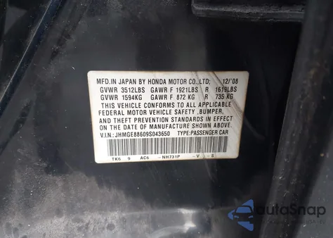 2009 Honda Fit Sport z USA, uszkodzony, nr VIN JHMGE88609S043650